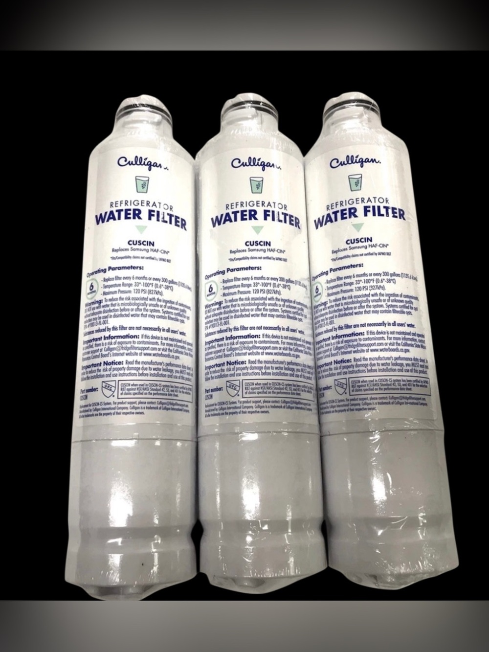 Culligan CUSCIN Replacement Samsung HAF-CIN Refrigerator Water Filter Sealed 3X